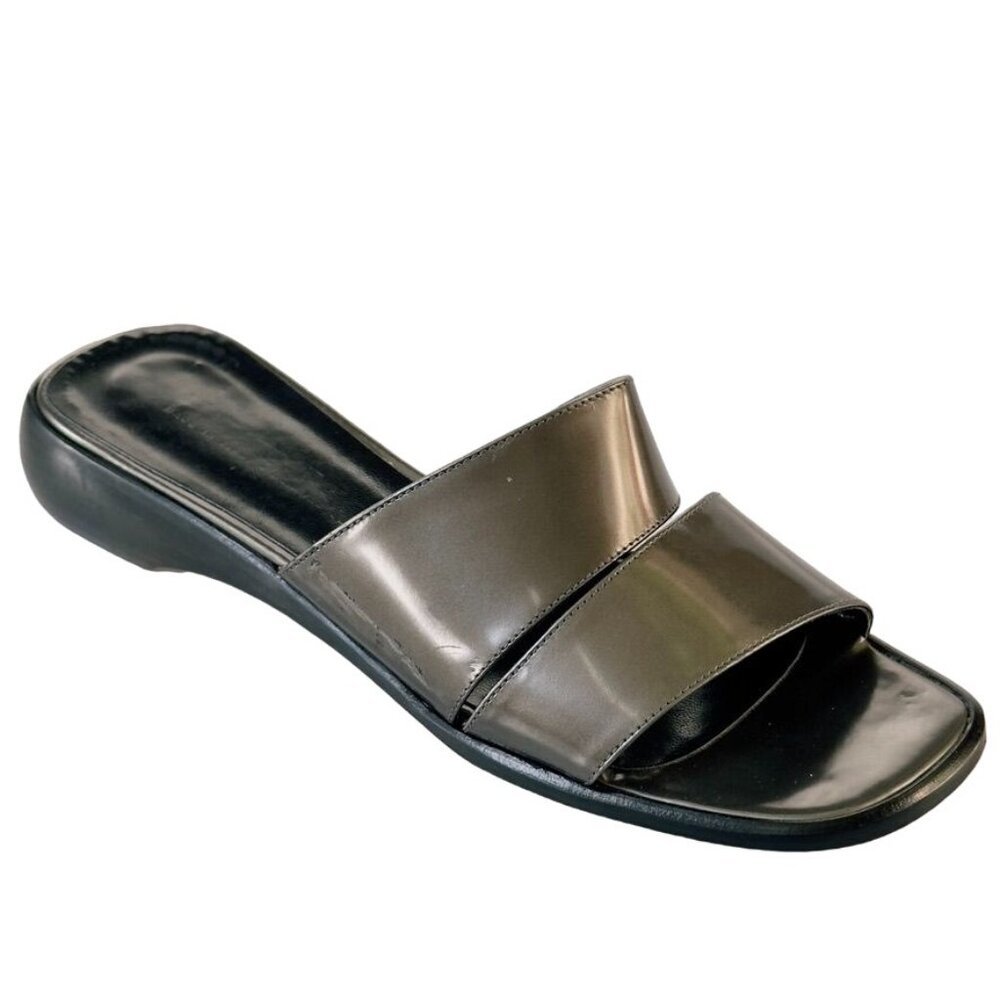 HAROLD POWELL Womens Pewter Leather Sandals Made In Italy Size 8.5B